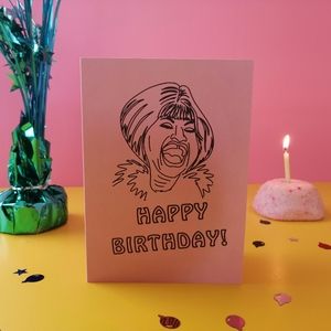 Celia Cruz Pink Happy Birthday Card Set